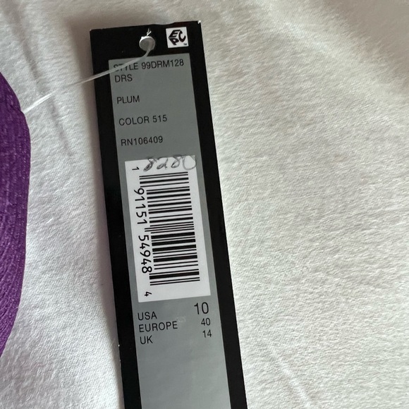 Tahari Sleeveless Fit & Flare Bow Waist Plum Dress Size 10 - Picture 9 of 10